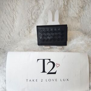 Bottega Veneta Black Leather Card Holder